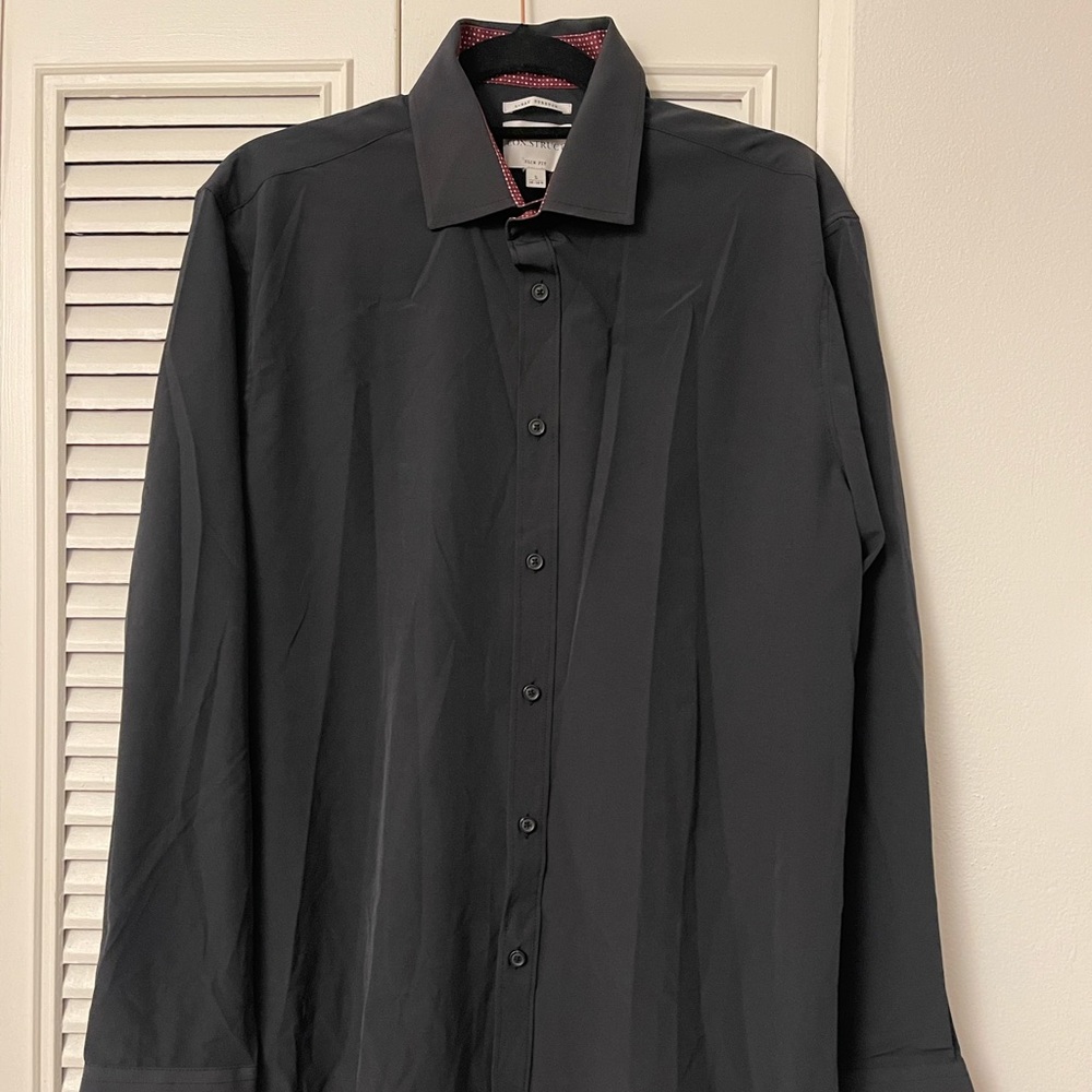 CON.STRUCT Black Button Down Shirt Size L 16-16.5